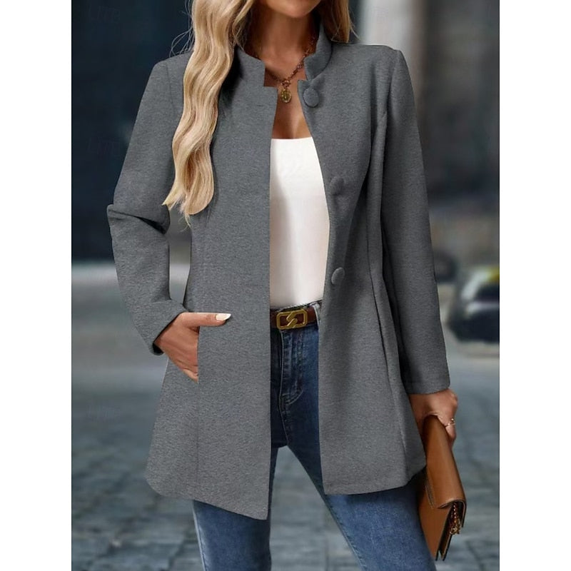 Gray Stand-Collar Coat