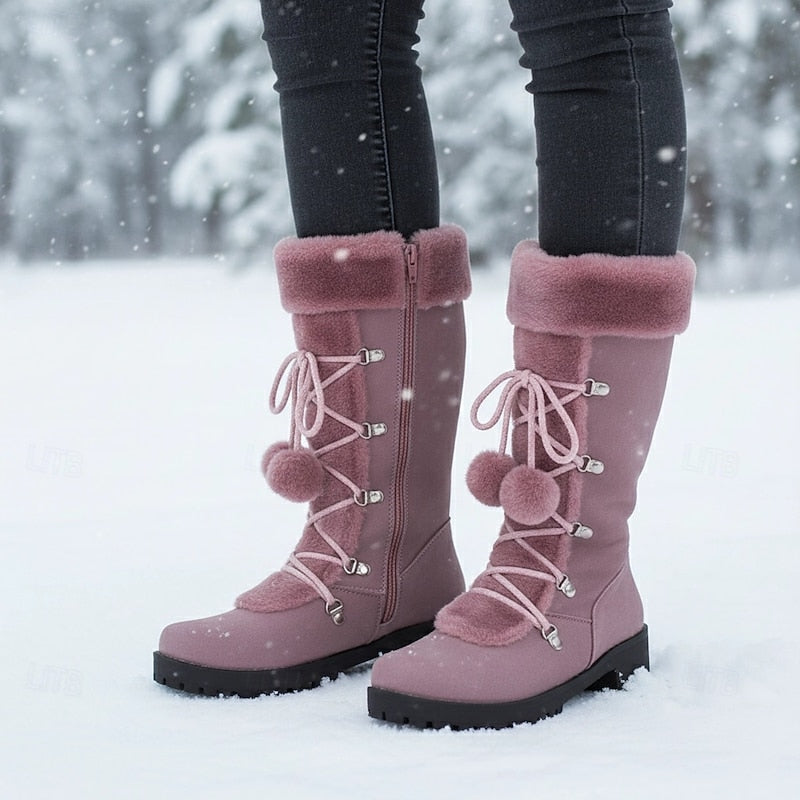 Purple cozy lace-up winter Boots
